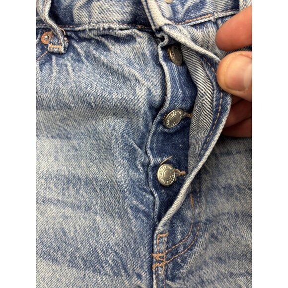 We The Free Denim Shorts Womens 27 Blue Distressed Cutoff Button Fly Raw Hem - Picture 3 of 7